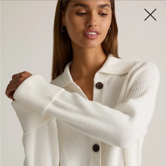 QUINCE- 100% Organic Cotton Fisherman Collared Cardigan size medium - Picture 3 of 9